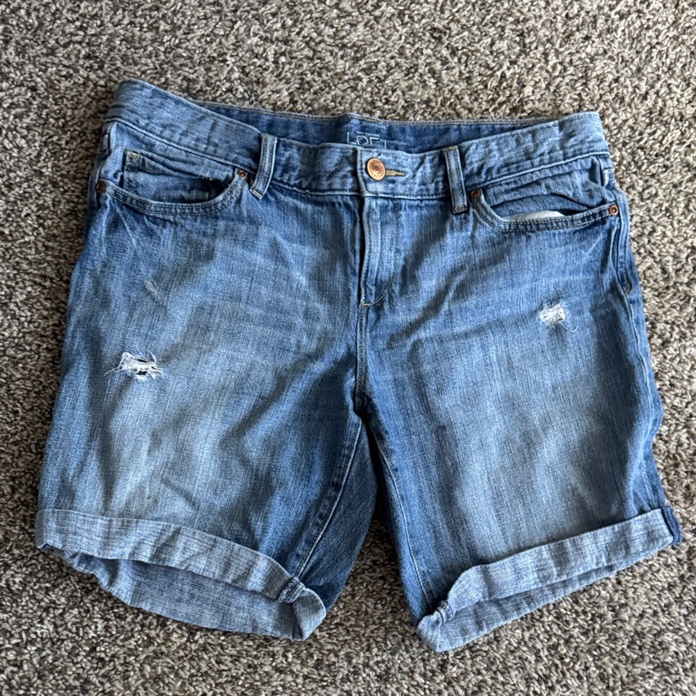 LOFT Distressed Blue Jean Shorts - Picture 1 of 8